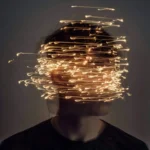 Why am I so negative? Person surrounded by chaotic light trails representing negative thinking and overthinking